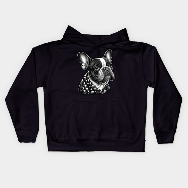 French Bulldog 4th of July Kids Hoodie by JayD World